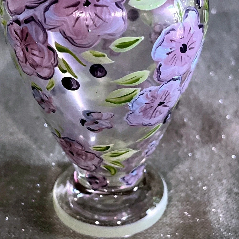 Tracy Porter Vintage Hand-Painted Glass Bud Vase~EUC